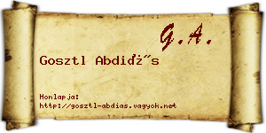 Gosztl Abdiás névjegykártya